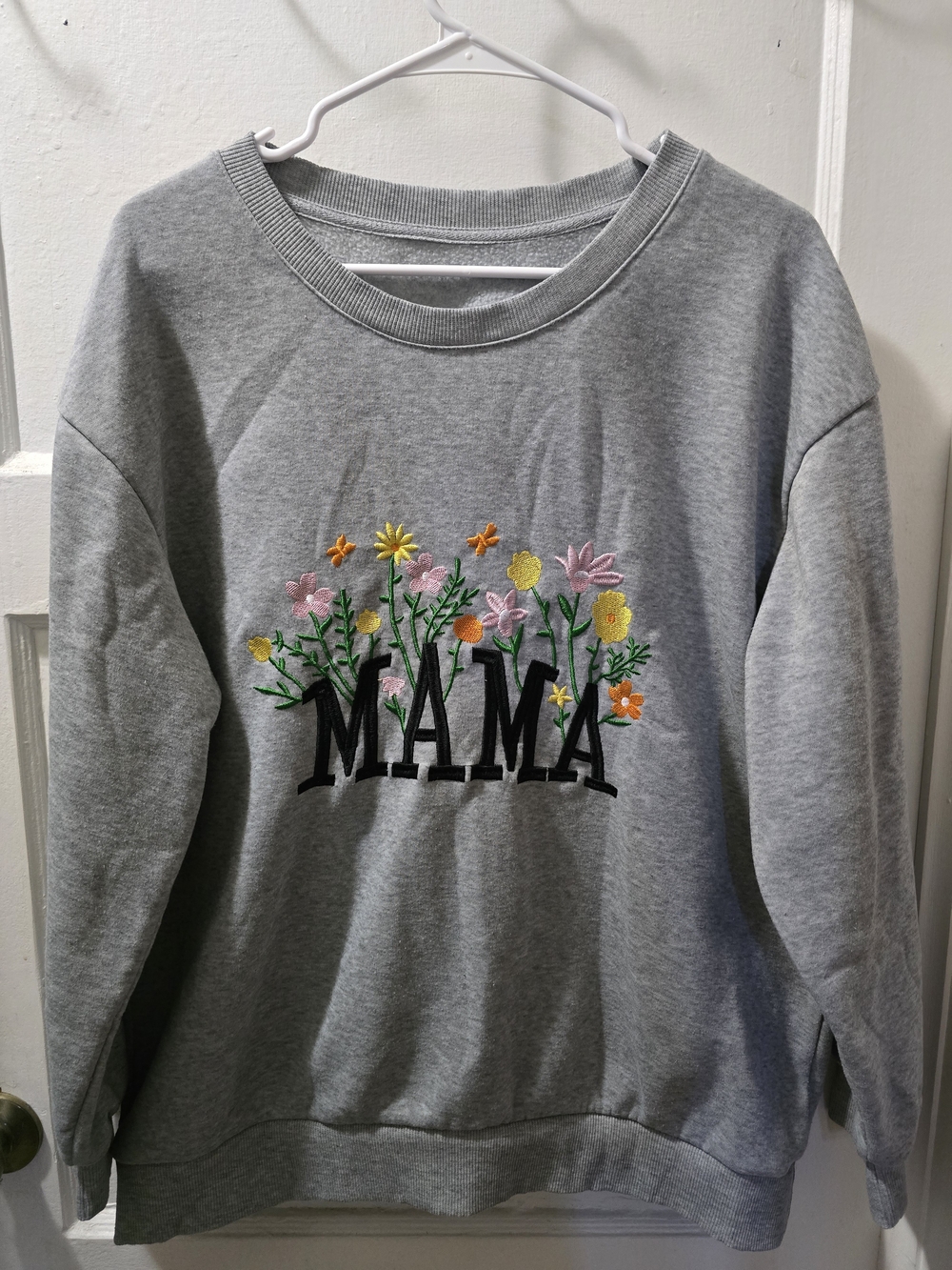 Embroidered Mama Light Gray Cozy Sweatshirt